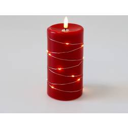 LEDlife LED Bloklys Med Lyskæde 15cm Høj Rød Stearin LED-lys