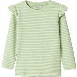 Name It Slim Fit Top Med Lange Ærmer - Beige/Sort
