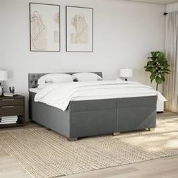 vidaXL Ramsäng Med Madrass Mörkgrå 200x200 cm Tyg Kontinentalsäng