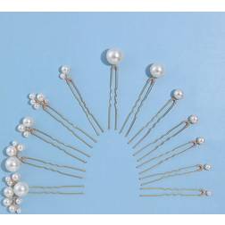 Shein 12 Pcs Women White Faux Pearl Hair Clips