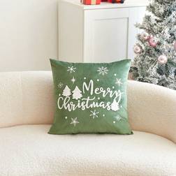 Shein Christmas Snowflake Pillow Case 1pc Cushion Cover Green
