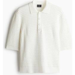 H&M Fit Waffle-Knit Polo Shirt - White