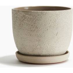 H&M Terracotta Plant Pot & Saucer - Beige