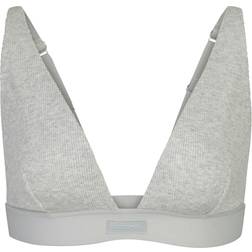 SKIMS Cotton Rib Plunge Bralette - Light Heather Grey