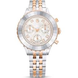 Swarovski Montre Octea Chrono, Fabriqué en Suisse, Bracelet en métal, Ton or rose, Finition mix de métal