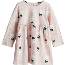 H&M Crinkled Jersey Dress - Light Pink/Cats