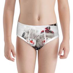 Qekee Christmas Snowman with Hat Pattern Underwear - Grey