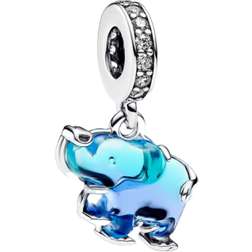 Pandora Elephant Dangle Charm - Silver/Blue/Transparent