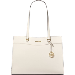 Michael Kors Jet Set Travel Large Saffiano Leather Pocket Tote Bag - Light Cream