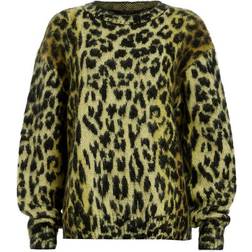 AllSaints Lex Oversized Leopard Print Jumper - Electric Yellow