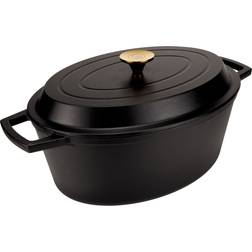 Mareld Oval Gjutjärnsgryta 34 cm Svart med lock