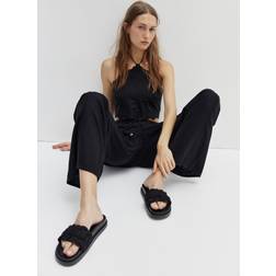 H&M Linen-Blend Trousers - Black