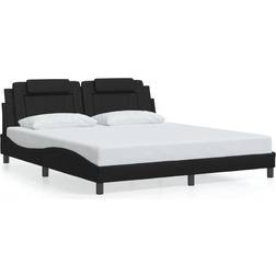 vidaXL Med Sengegavl 180x200 cm Kunstlæder Sort Sengeramme