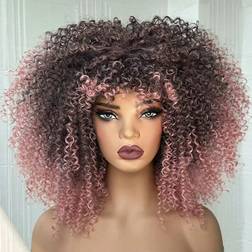 Shein Christmas Ombre Pink Curly Wig 10-16 Inch