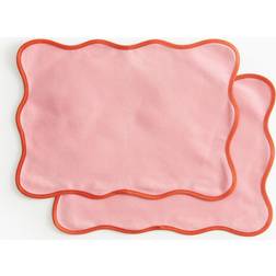 H&M 2-Pak Med Tungekant 45 x 33 Dækkeserviet Orange, Pink (33x45cm)