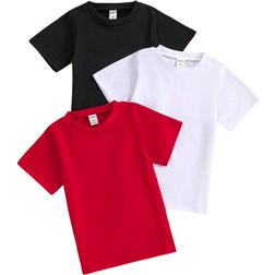 Shein Young Boy 3pcs Solid Round Neck Tee