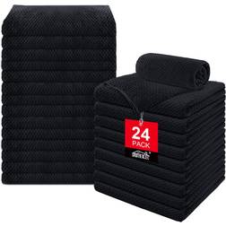 HOMEXCEL Soft Salon Towels 24 Pack 16 x 27 Inches Guest Towel Black (68.6x40.6cm)