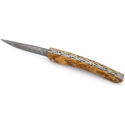 Le Thiers ® lame Damas, manche en olivier de 12 cm, finition mat Woodcarving Knife