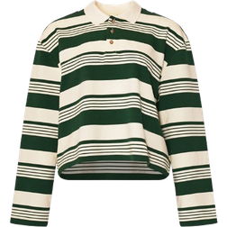 Noella Lynlee Stripe Cropped Polo Shirt - Green/Off White
