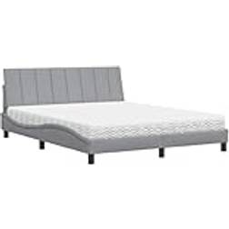 vidaXL Bett Mit Matratze Hellgrau 160x200 cm Stoff Betten-Sets
