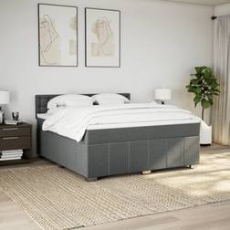 vidaXL Med Madras 180x200 cm Stof Mørkegrå Kontinentalseng