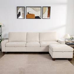Latitude Run W112470569 Beige Sofa 112" 3 Seater