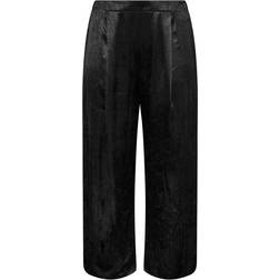 Yours Curve Satin Wide Leg Trousers - Black