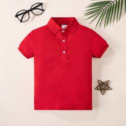 Shein Classic Short Sleeve Polo Shirt - Red