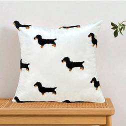 Shein Dachshund Embroidery 1 pc Pillow Case White (50.8x30.5cm)