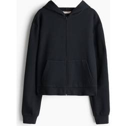 H&M Waffled Hooded Jacket - Black