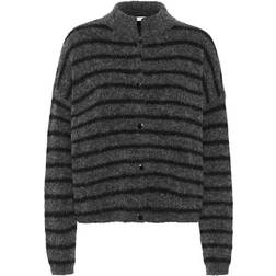 Gestuz Alpha Cardigan - Charcoal Black Striped