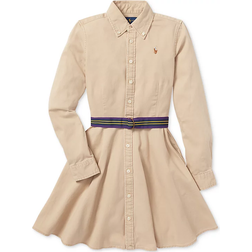 Polo Ralph Lauren Girl's Belted Cotton Chino Shirtdress - Khaki