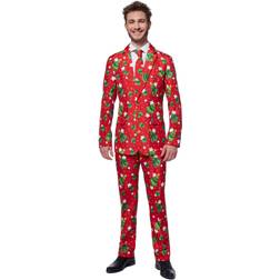 OppoSuits Christmas Trees Stars Rødt Jakkesæt