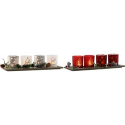 Home ESPRIT Christmas Set White/Red Värmeljuslykta 13.5cm 5st
