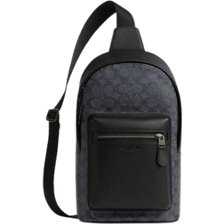 Coach West Pack In Signature Canvas - Gunmetal/Charcoal/Black