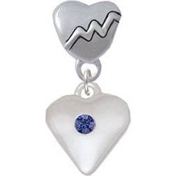 Delight Jewelry Large Heart Heartbeat Charm Bead - Silver/Blue