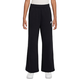 NIKE Girl's Sportswear Club Fleece Wide Leg Pants - Black/Black/White