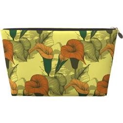 Crywmqq Calla Lily Flowers Cosmetic Bag - Gold