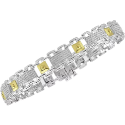 Macy's Two Tone Bracelet - Silver/Gold/Diamonds
