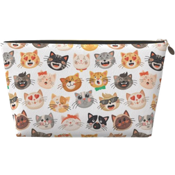 Crywmqq Modern Diverse Cartoon Cats Makeup Bag - Beige