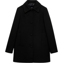 Mango Straight Button Coat - Black