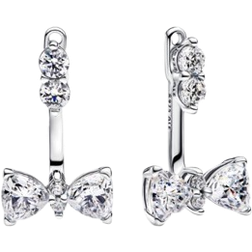 Pandora Sparkling Bow Drop Earrings - Silver/Transparent