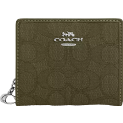 Coach Snap Wallet In Signature Jacquard - Non Leather/Silver/Olive Drab
