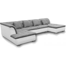 Nicol Ottoman Right Grey/White Sofa 349cm 3 Seater