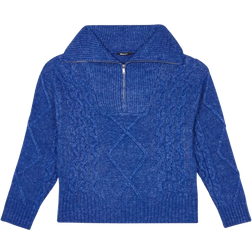 Gina Tricot Knitted Zip Sweater - Cobalt Blue