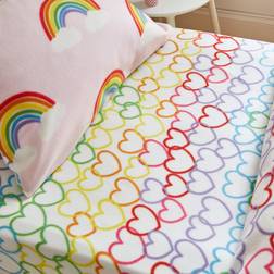 Catherine Lansfield Rainbow Hearts Fleece Fitted Sheet Pink
