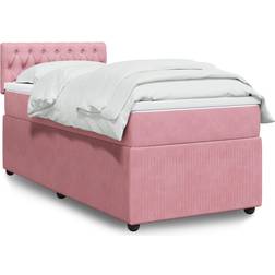 vidaXL Ramsäng Med Madrass Rosa 100x200 cm Sammet Kontinentalsäng