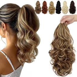 15" Curly Wavy Ponytail Extension Light Brown
