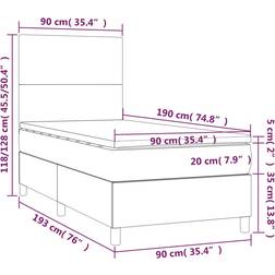 vidaXL Ramsäng Med Madrass Rosa 90x190 cm Kontinentalsäng