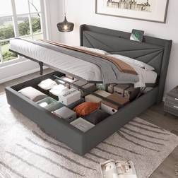 Flieks Polsterbett 160 x 200 cm mit USB Typ-C Rahmenbett